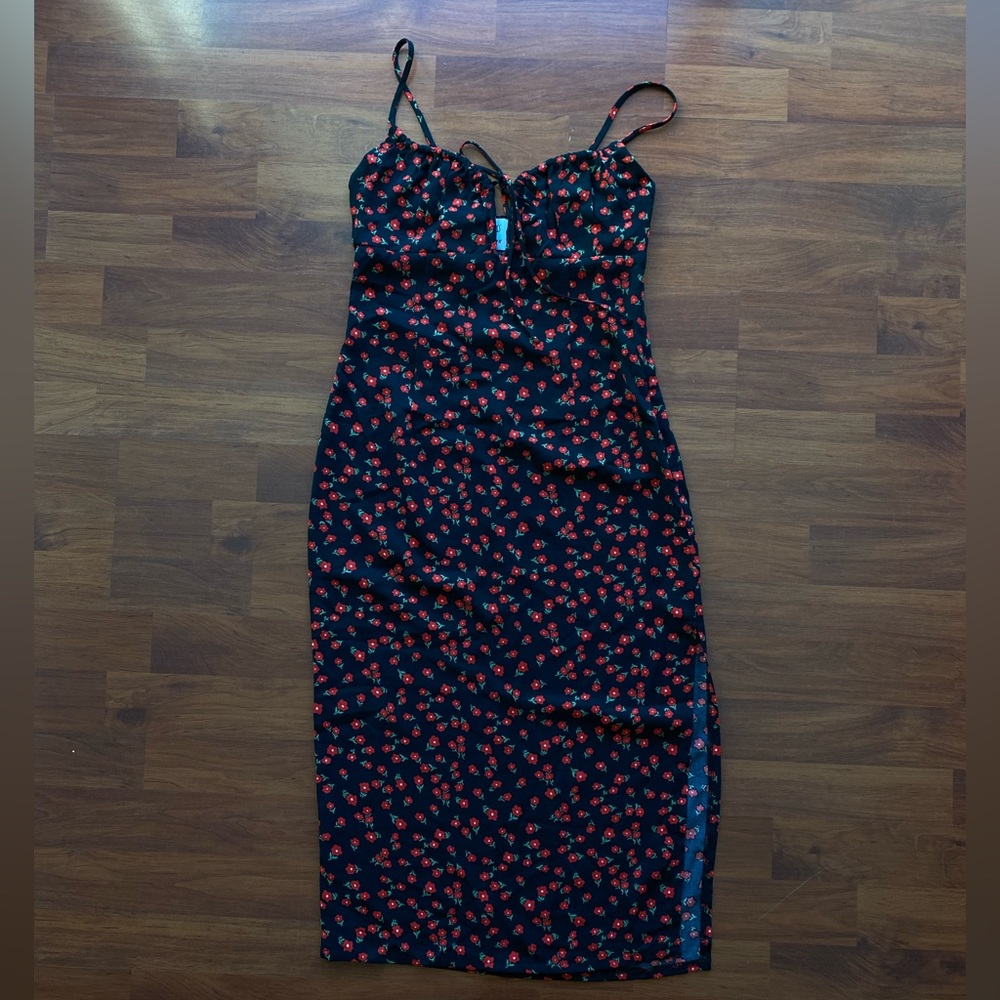 Princess Polly black red floral midi dress